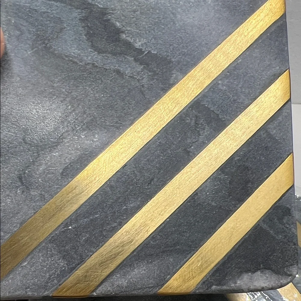 Gray and Gold Marble Coasters Set
